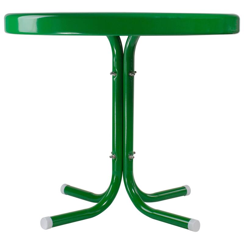 22" Outdoor Retro Round Tulip Metal Side Table Green