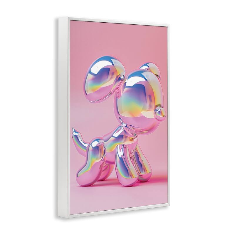 Stupell Pink & Iridescent Trendy Dog Framed Giclee Art Design By LSR Design Studio