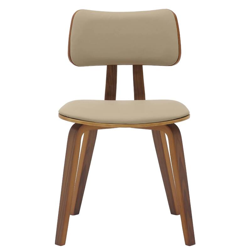 Clivo Leather Dining Chair with Open-Back and Poplar Wood Legs for Kitchen or Dining Room Set of 2