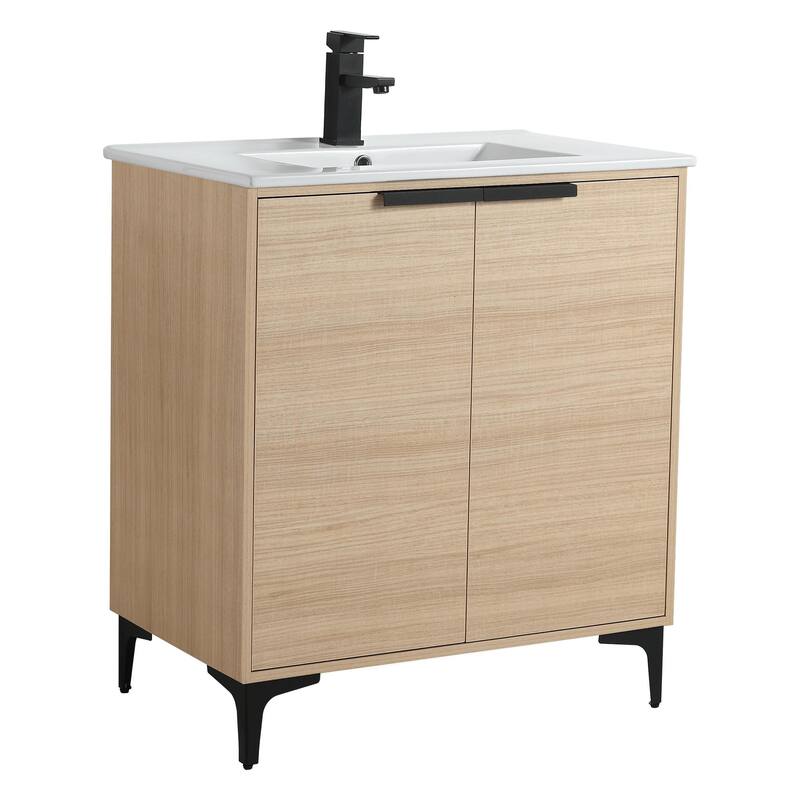 Fine Fixtures Wilmington Bathroom Vanity with White Ceramic Sink.
