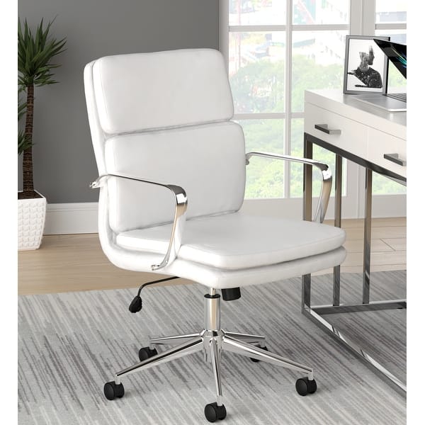 Contemporary Modern Design White Office Chair with Chrome Base Bed