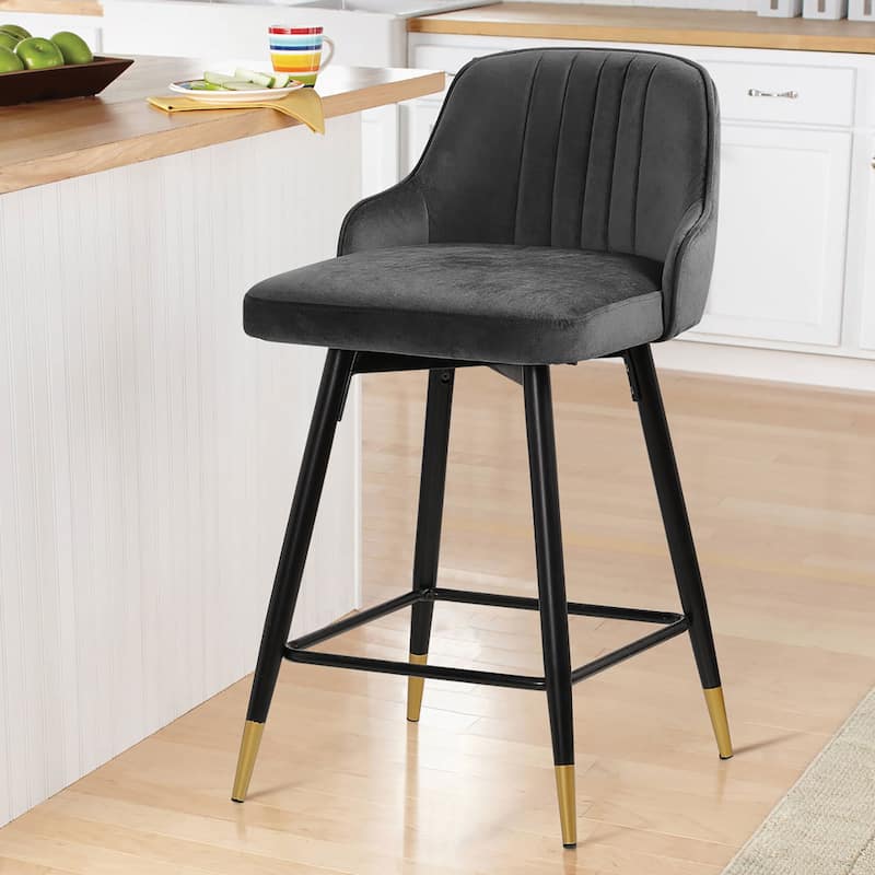 Modern Velvet Upholstered Swivel Counter/ Bar Stools Set of 2/4
