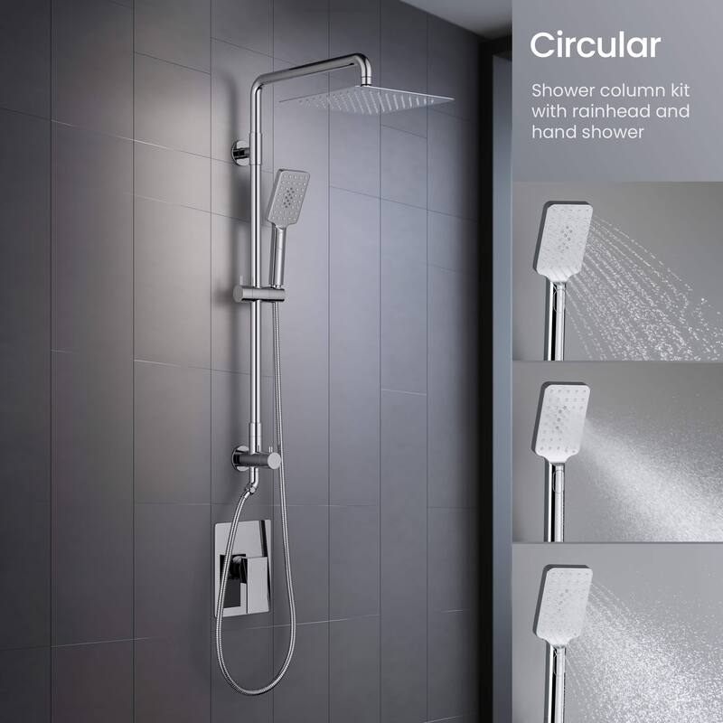 Cube Pressure Balanced 2-Function Shower Column with Rough In Valve