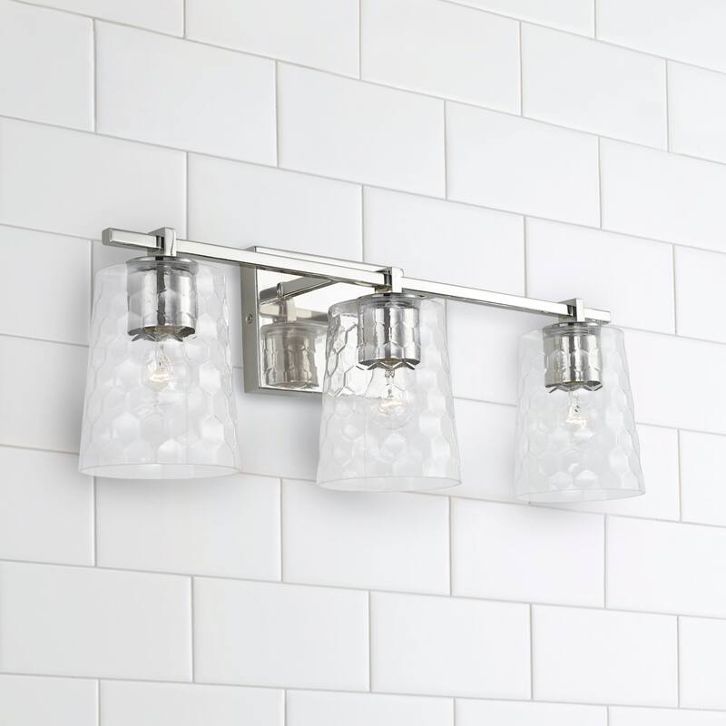 3-light 24-inch Bath/ Vanity Fixture w/ Clear Honeycomb Glass