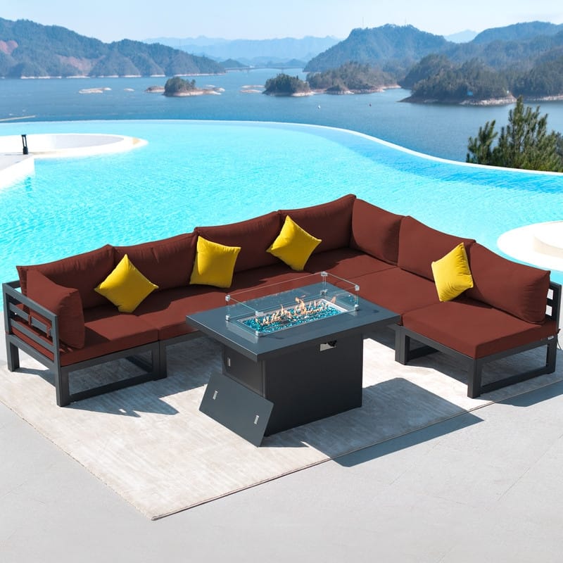 FINCATI Aluminum Outdoor Patio Furniture Conversation Sectional Sofa Set