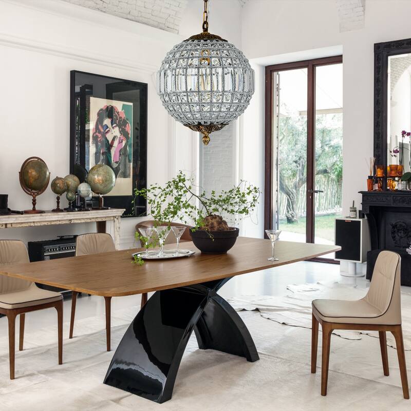 1/3/5-Light Retro French Crystal Globe Chandelier