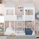 preview thumbnail 1 of 26, Playhouse Inspired Full Over Full Solid Wood Bunk Bed with Roof & Ladder White