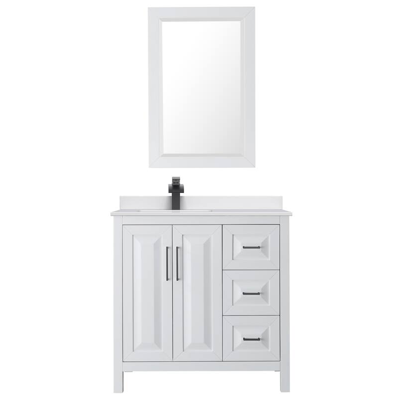 Daria 36-inch Single Vanity, Cultured Marble Top, 24-inch Mirror