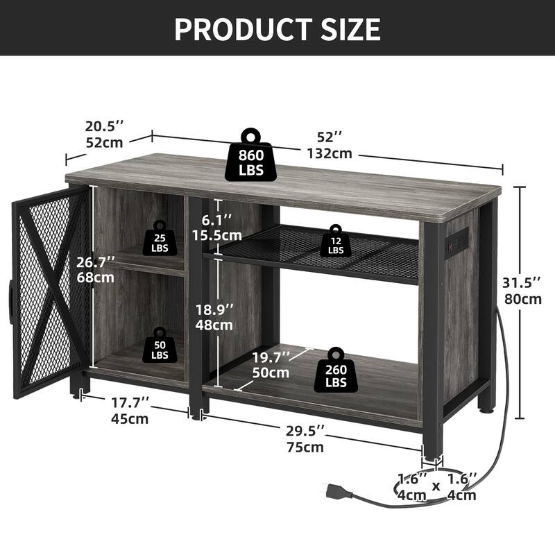 Aquarium Stand Cabinet 40-50/55-75 Gallon Fish Tank Stand with Power Outlets