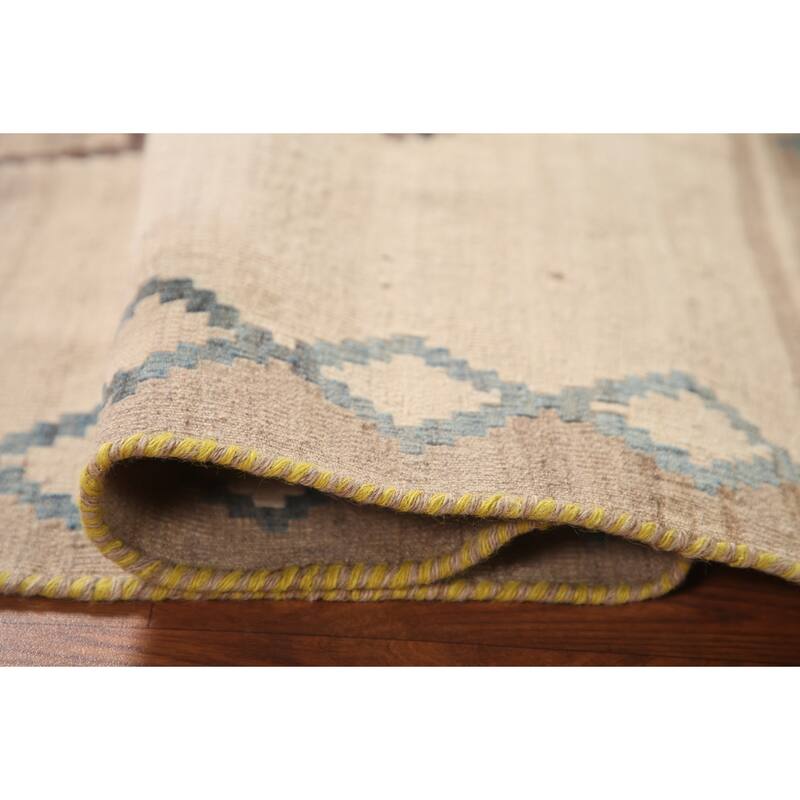 Kilim Shiraz Persian Vintage Area Rug Hand-Woven Wool Carpet - 3'10" x 4'6"