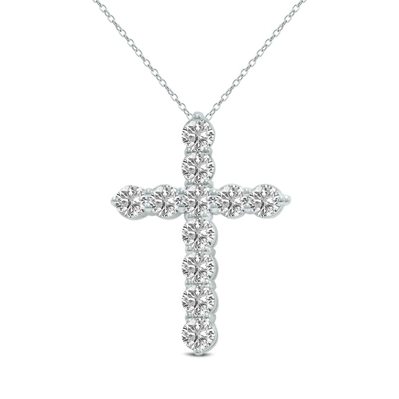 Marquee 1 Carat TW Lab Grown Diamond Religious Cross Pendant in 14K White Gold