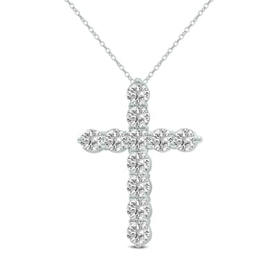 Marquee 1 Carat TW Lab Grown Diamond Religious Cross Pendant in 14K White Gold