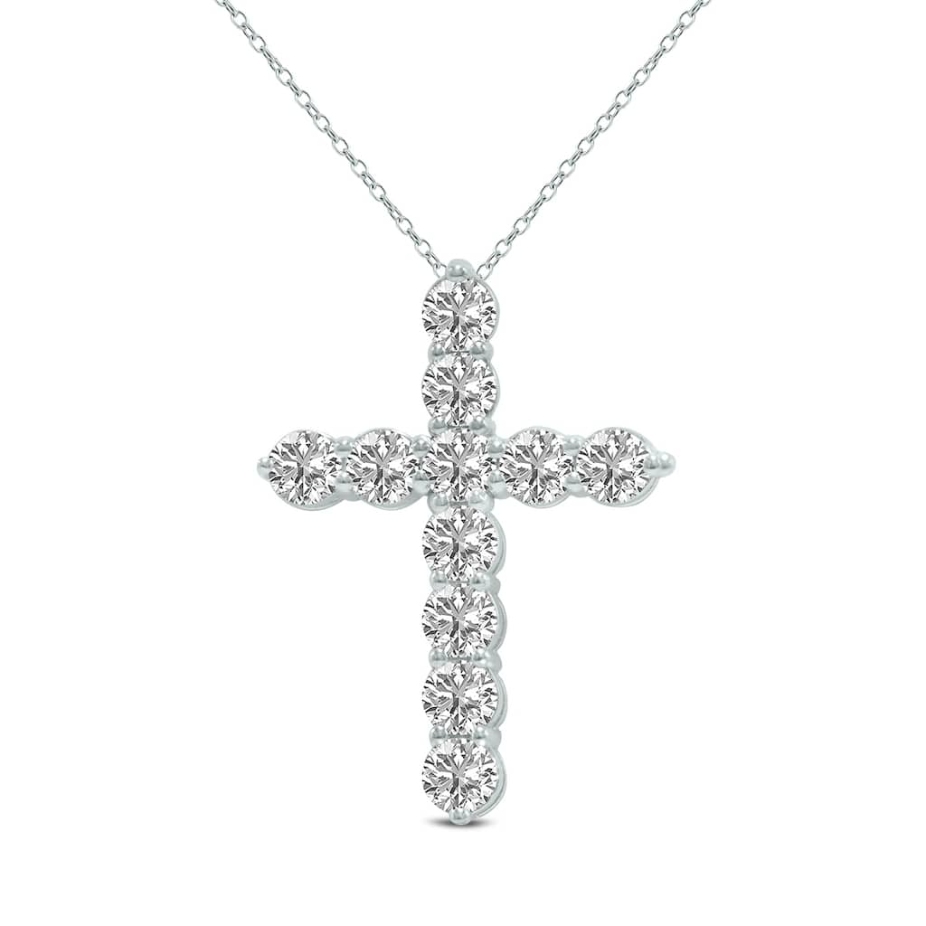 Marquee 1 Carat TW Lab Grown Diamond Religious Cross Pendant in 14K White Gold