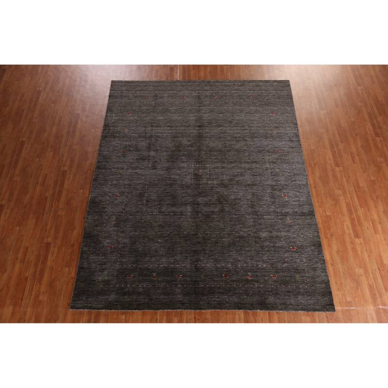 Hand Knotted Oriental 100% Wool Carpet Tribal Animal Pictorial Greys & Charcoal Gabbeh Area Rug - 11' 3'' X 8' 11''