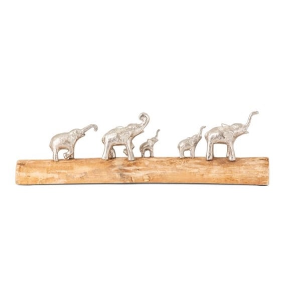 19.25" Family of Elephants Traveling on a Log - N/A