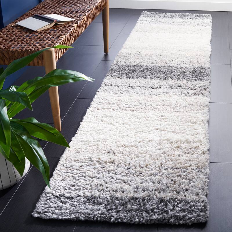 SAFAVIEH Berber Shag Jowita Modern 1.2-inch Thick Rug - 2'2" x 9' Runner - Grey/Charcoal