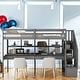 preview thumbnail 1 of 19, Twin Loft Bed With Double Desk&Shelves, Easy To Assemble Grey