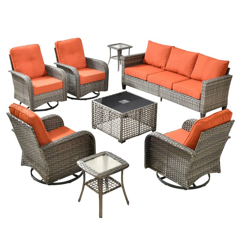 XIZZI Outdoor Patio Furniture Grey Wicker Conversation Seating Set