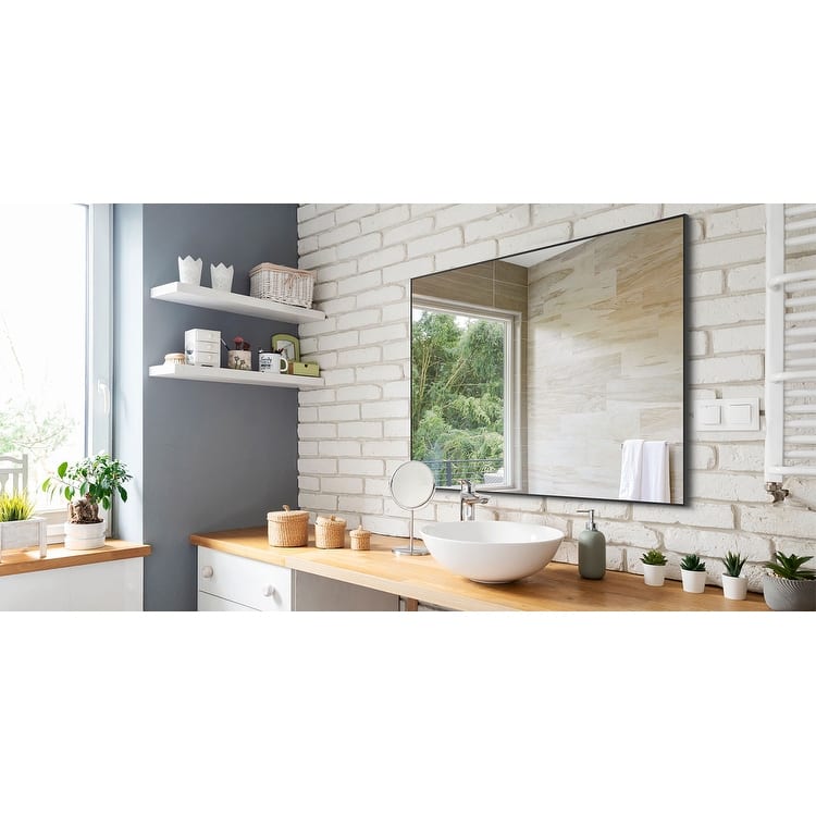 Modern Black Bathroom Mirror with Aluminum Frame