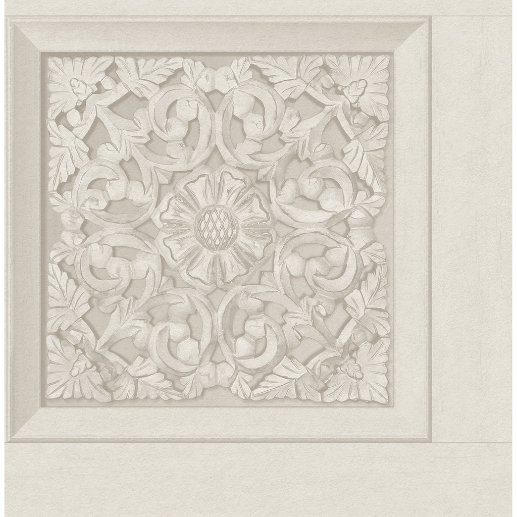 Carved Floral Cream Peel and Stick Wallpaper