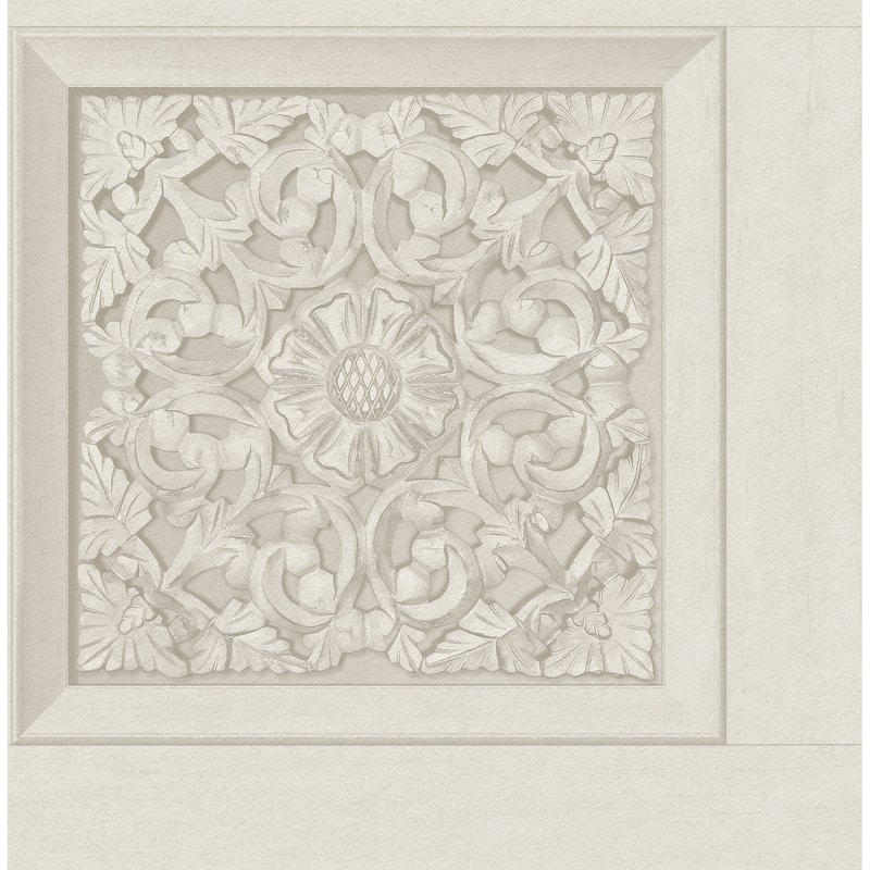 Carved Floral Cream Peel and Stick Wallpaper