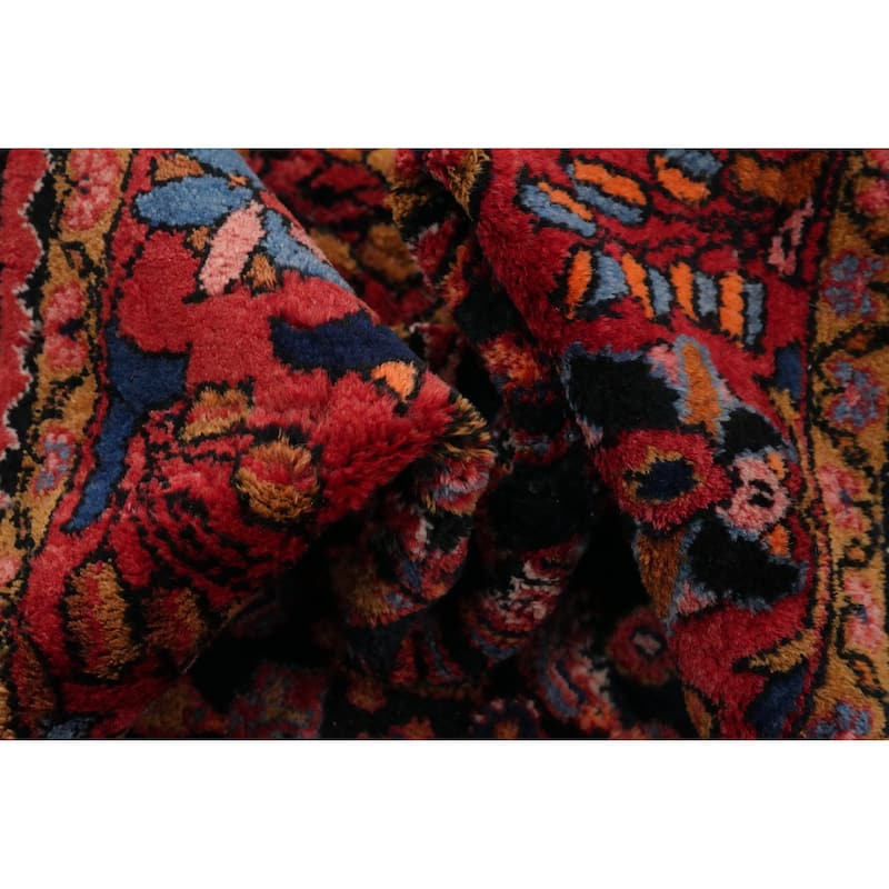 Hand Knotted Oriental 100% Wool Carpet Traditional Floral Navy Blue & Blues Lilian Area Rug - 10' 3'' X 7' 2''