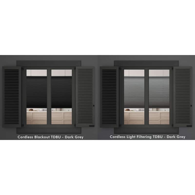 Linen Avenue Cordless Top Down Bottom Up Cellular Shade, Dark Grey (Arrives 1/4" Narrower)