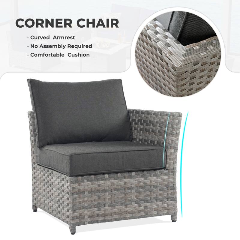 OVIOS 10-Piece Patio Wicker Conversation Rocking Chair Set With Fire Table