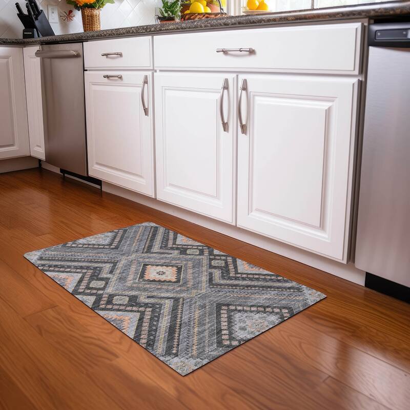 Machine Washable Indoor/ Outdoor Global Boho Chantille Rug