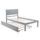 preview thumbnail 3 of 7, Twin Size Simple Yet Elegant Wood Platform Bed with Trundle and Ten Supporting Slats