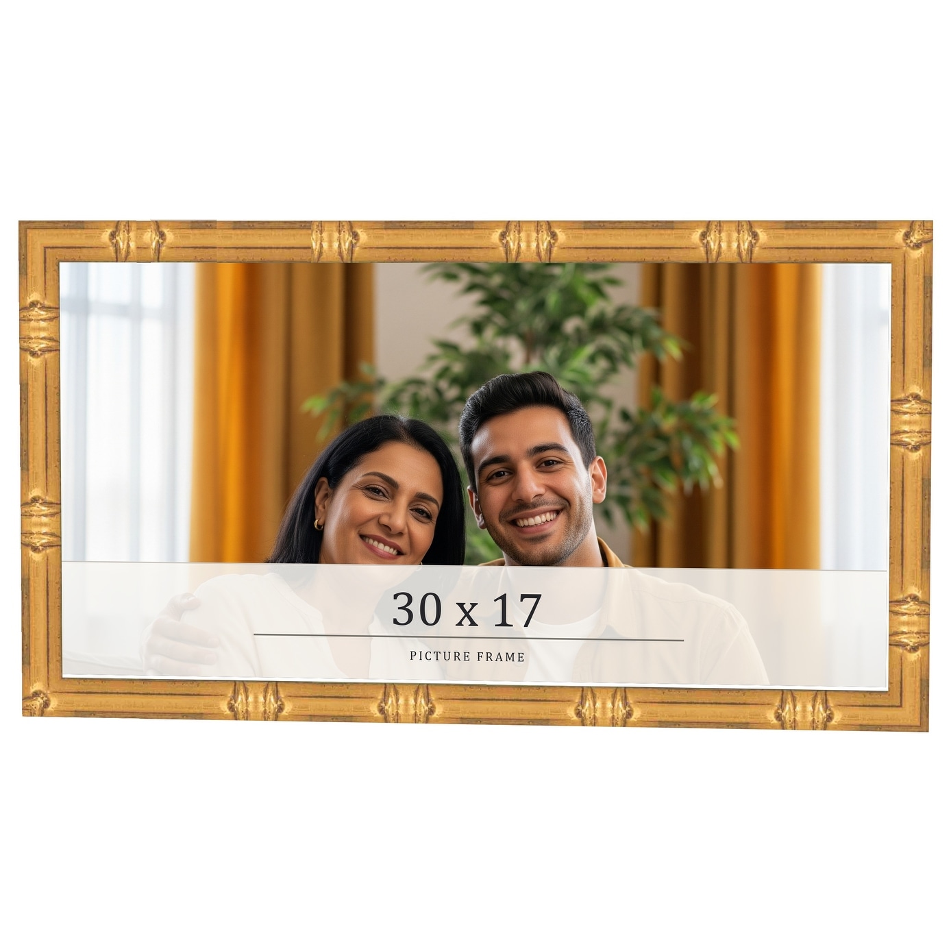 30x17 Frame Gold Bamboo Solid Wood Picture Frame | 1 Inch Moulding