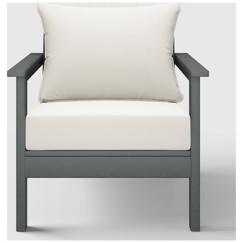 Birchwood All Weather HDPE Outdoor Patio Deep Seating Gray Club Chair With Cushions (1-Piece)