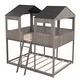 preview thumbnail 29 of 33, Full Over Full Wooden Bunk Bed with Roof, Window, Guardrail and Ladder