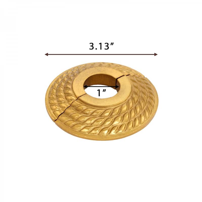 Radiator Flange Brass Finish Aluminum Triple Roped Style 3/4" (IPS) 1" ID - 3.13" OD Easy Snap Escutcheon Renovators Supply