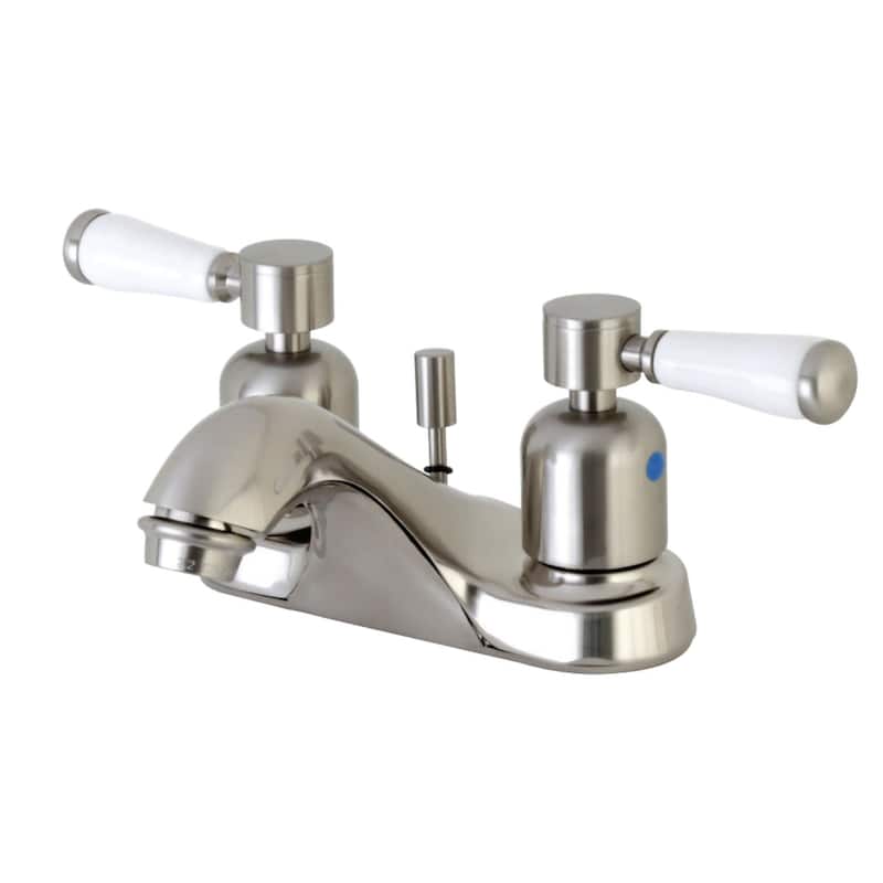 Kingston Brass Paris 1.2 GPM Centerset Bathroom Faucet with Porcelain - Brushed Nickel