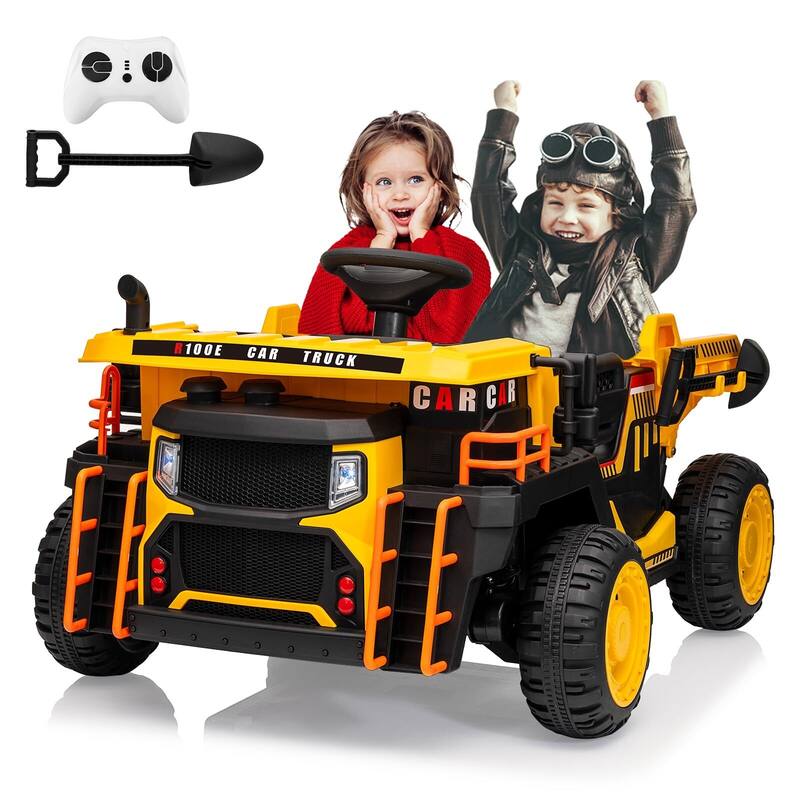 24V 2 Seater Kids Ride On Dump Truck with R/C - Yellow