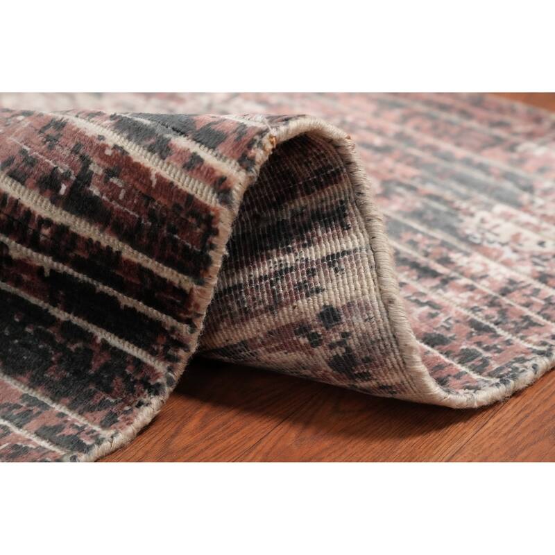 Hand Knotted Oriental Viscose Silk Carpet Modern All-Over Oranges & Rust Abstract Area Rug - 5' 10'' X 4' 1''