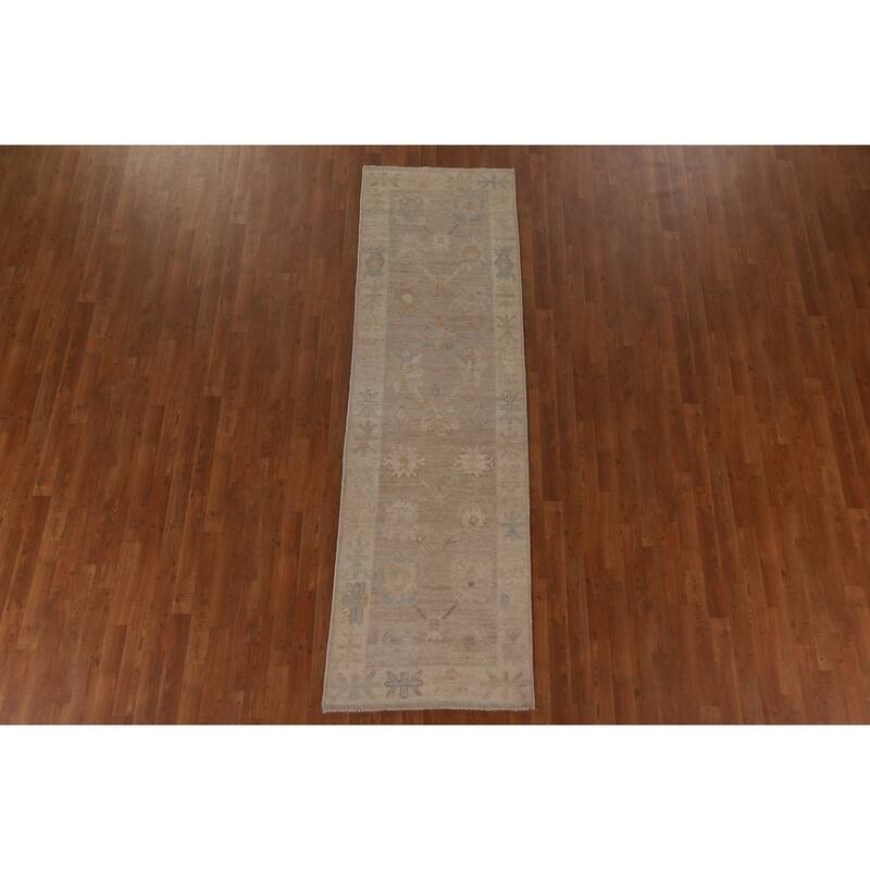 Floral Oushak Turkish Runner Rug Hand-knotted Oriental Wool Carpet - 2'8"x 9'0"