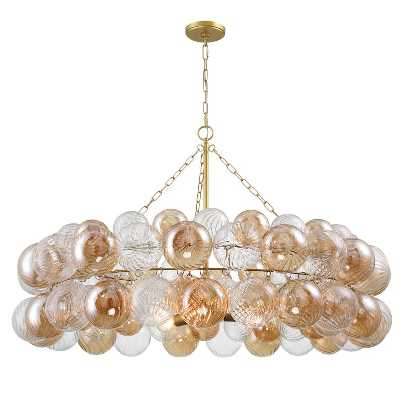 Acroma - 3 Light Dimmable Glass Globe Bubble Chandelier - N/A - Satin Brass