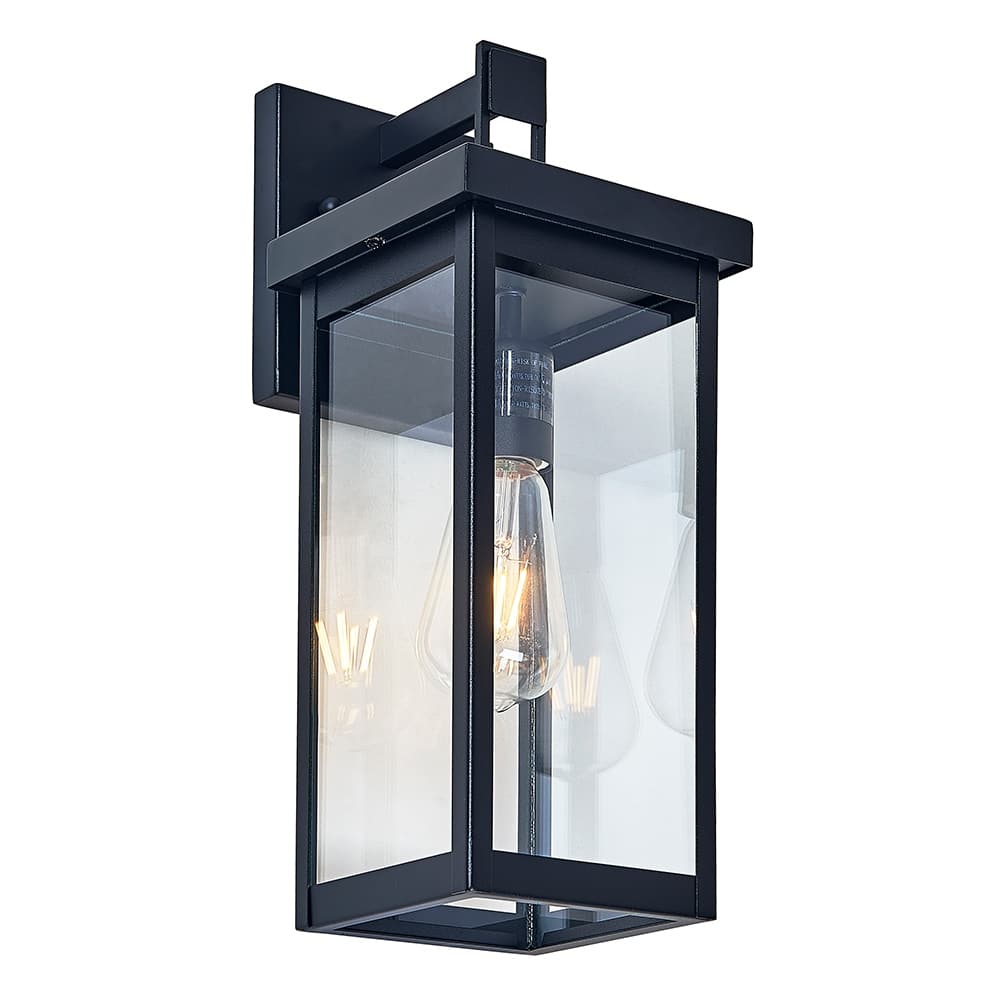 1 Light outdoor wall lamp with clear glass, Black Finish