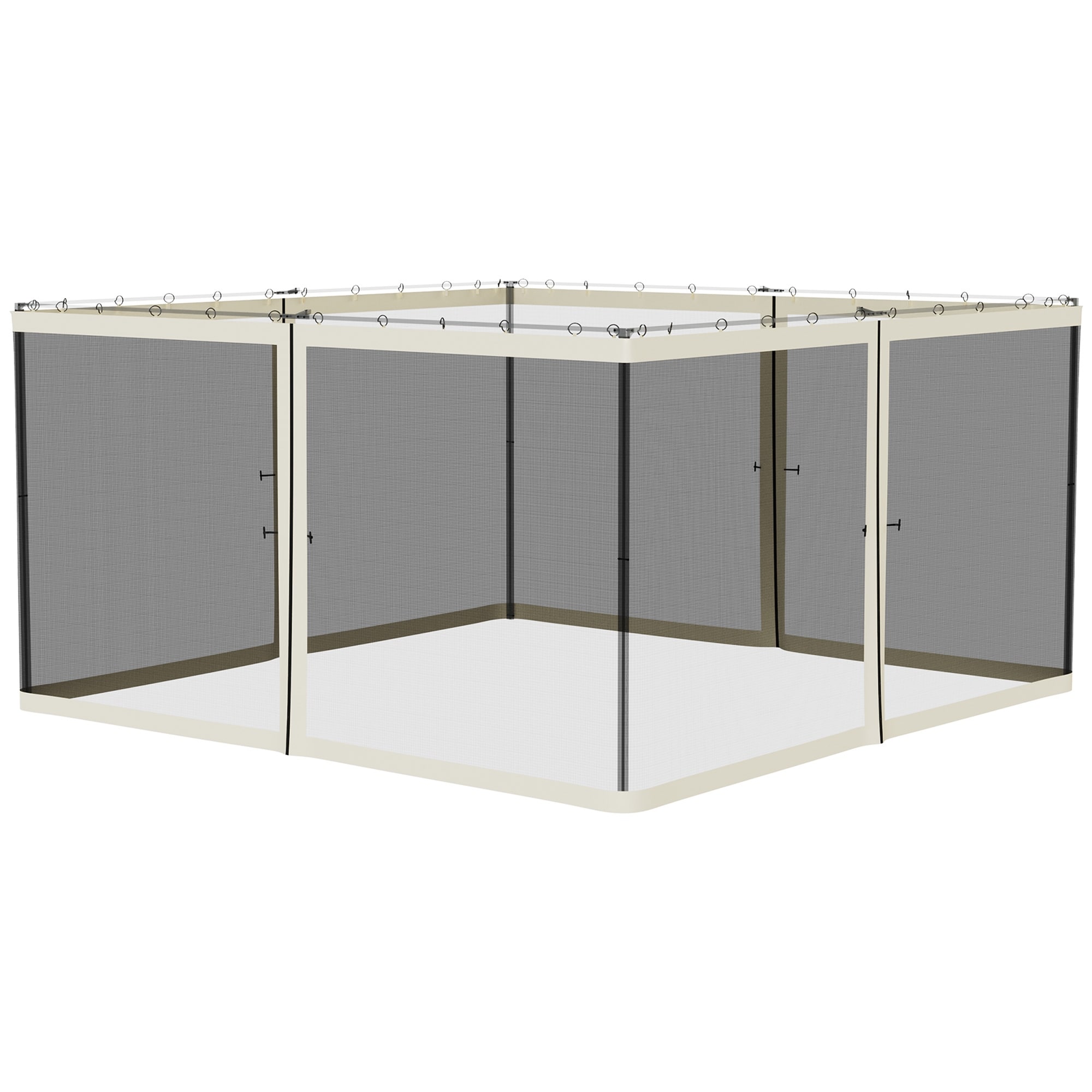 13'x13' Replacement Mesh Sidewall Netting for Gazebos and Canopy Tents with Zippers, Cream