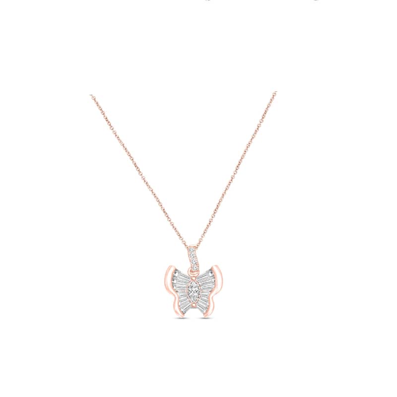 1/3 Cttw Natural Diamond 10KT Pink Gold Pendant