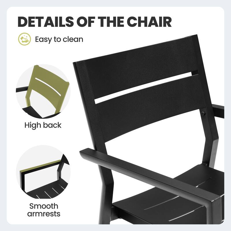 7/9/11/13-Piece Patio Dining Set Outdoor All-Weather Aluminum Dining Table with Umbrella Hole and Stackable Chairs