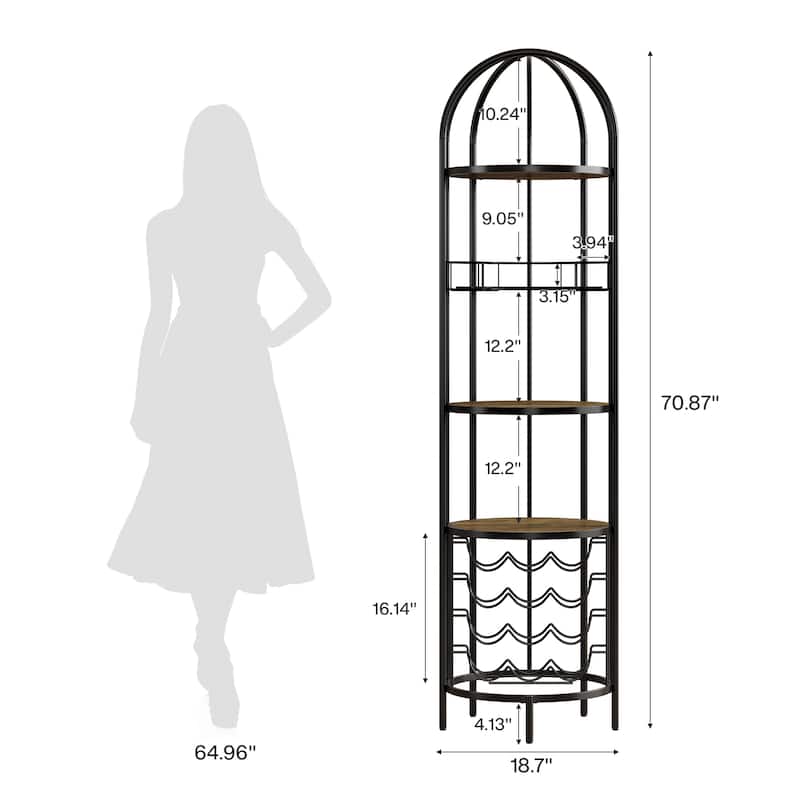 5-Tier Bar Wine Rack with Bottle Holder and Storage Shelves