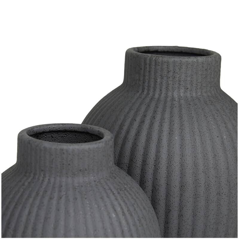 CosmoLiving by Cosmopolitan Ceramic Ribbed Vase (Set of 2) - White or Black