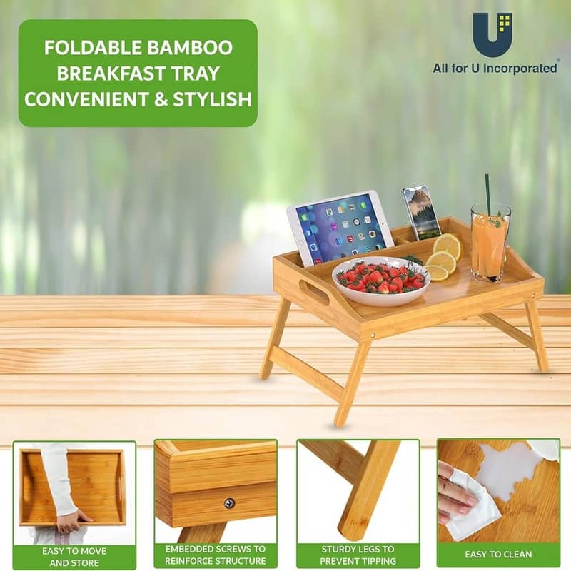 Bamboo Bed Tray with Folding Legs
