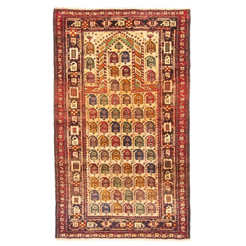 ECARPETGALLERY Hand-knotted Teimani Beige Wool Rug - 2'10 x 4'10