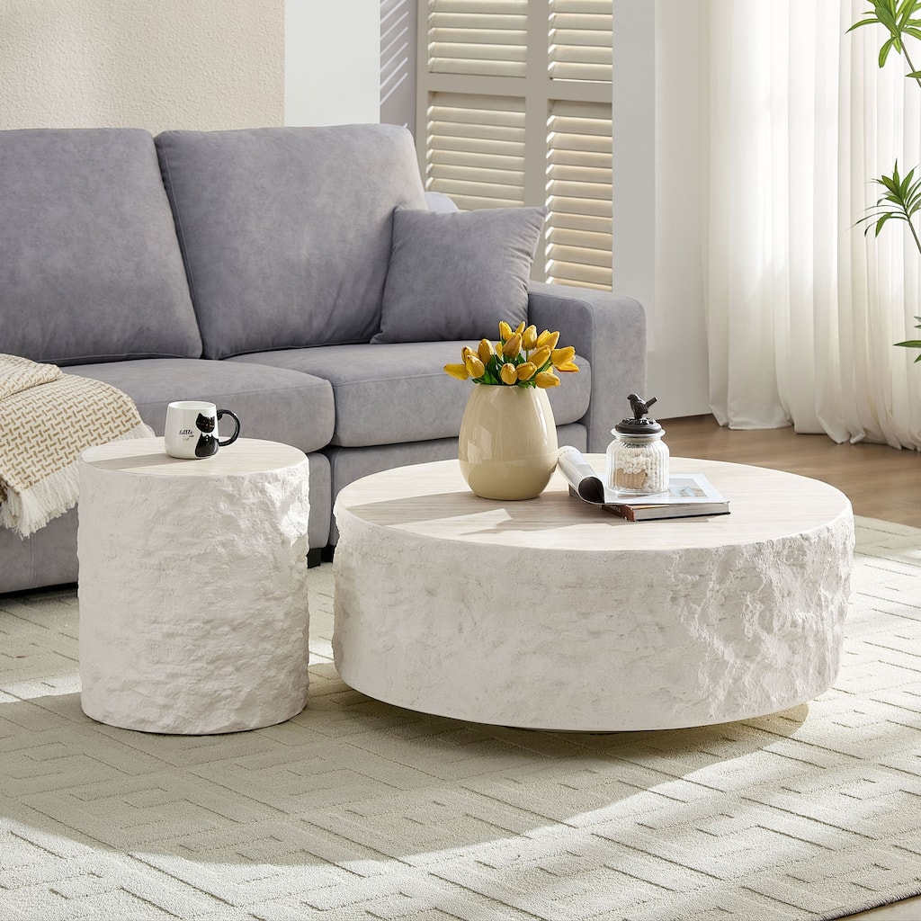 35.43''Fiberglass Round Center Coffee Table Set