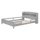 preview thumbnail 5 of 24, Wood Full Size Platform Bed with LED Light, Storage Headboard and Safety Guardrail for Bedroom, Antique Grey