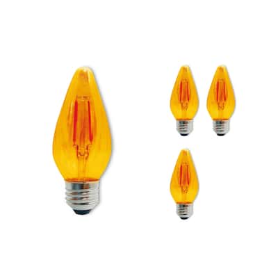 Bulbrite Fiesta Pack of (4) 4 Watt Dimmable F15 LED Filament Light Bulb with Amber Glass Finish and Medium (E26) Base
